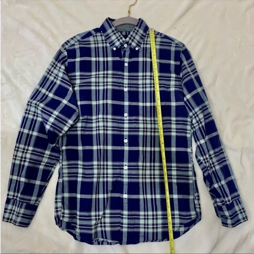 J. Crew Men Shirt Small Casual Dress Button-Up Shirt Blue Gray Plaid Long Slvs